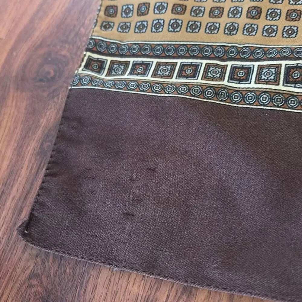 Vintage Roger Laurent brown gold rectangular scarf
